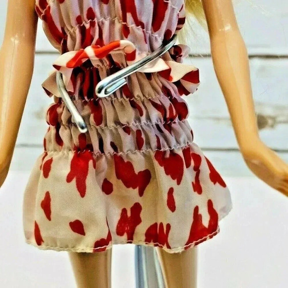 MATTEL BARBIE Doll Blonde Hair Blue Eyes Red White Dress 12" Tall Used - Picture 6 of 11